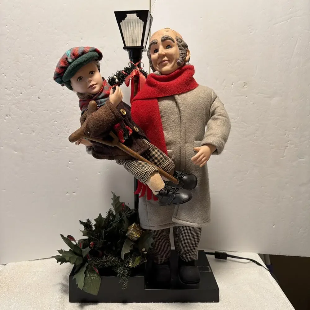 1993 Holiday Creations Tiny Tim and Scrooge 24 Inch Animated Lighted Christmas